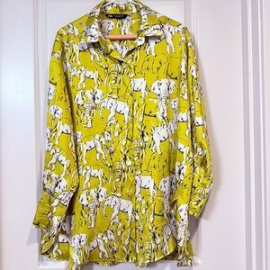 Zara Elephant Print Satiny Oversized Blouse